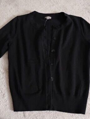 J. Jill Black Button-Up Cardigan